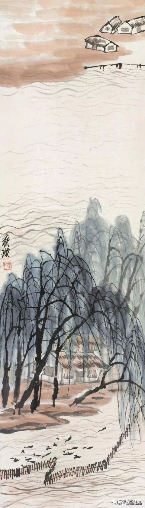 构图出奇出新,齐白石的山水画欣赏