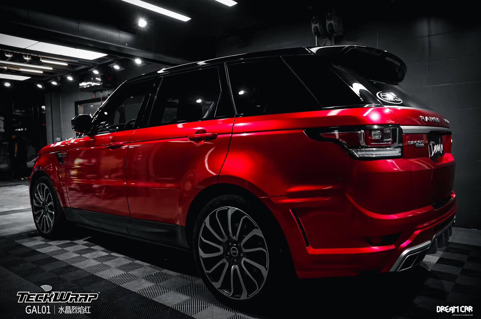 揽胜运动版汽车改色贴膜teckwrap美国秃鹰gal01水晶烈焰红