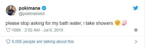 Twitch美女主播已经无奈 请求粉丝们别来买洗澡水