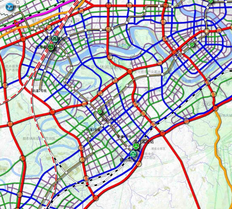 40分钟内到达市区的任一角落图片来源:赣州市城乡规划局四横六纵中有