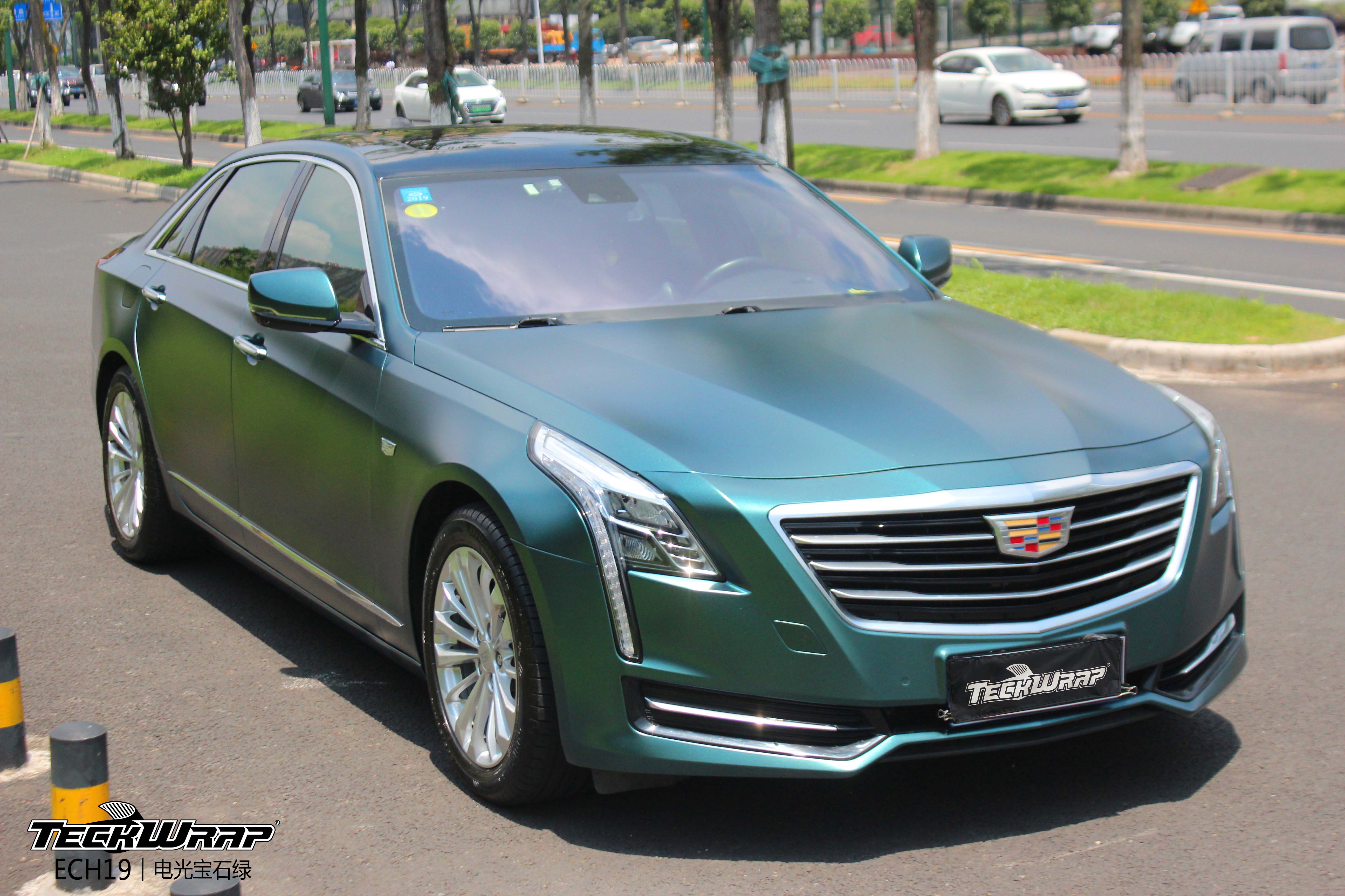 凯迪拉克ct6汽车改色贴膜teckwrap美国秃鹰ech19电光宝石绿