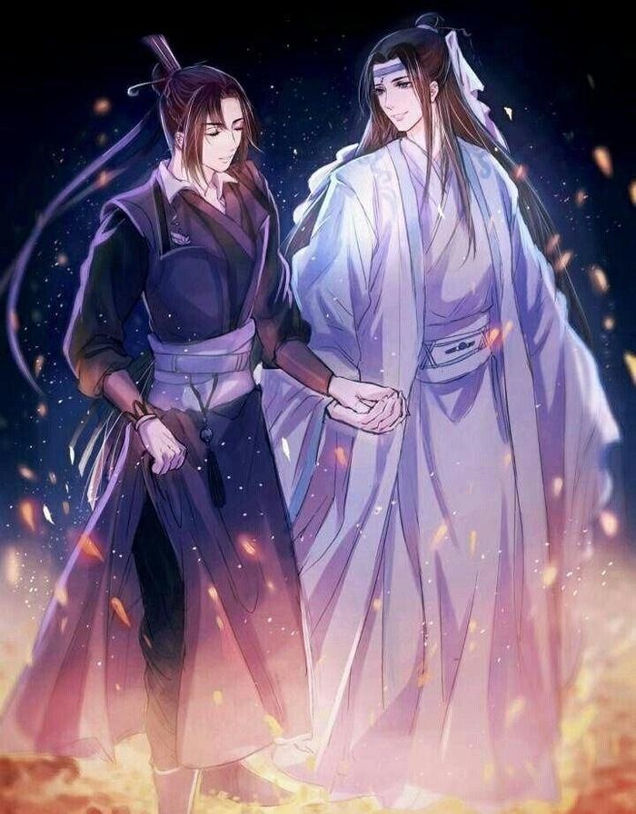 蓝曦臣拉着江澄上岸,先用灵力烘干江澄湿了的衣服