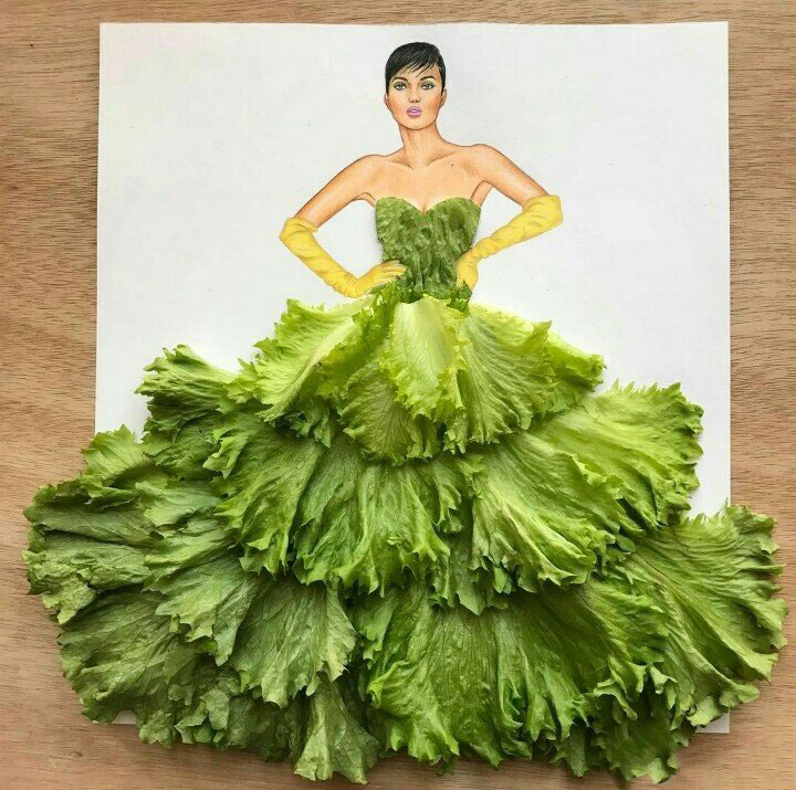 看起来很好吃!用蔬菜水果拼的礼服,值得收藏