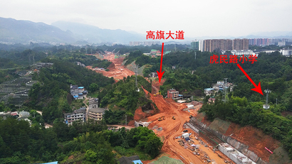 高旗大道中的虎民路至209国道绕城线路段,以及金凤大道至虎民路段正在