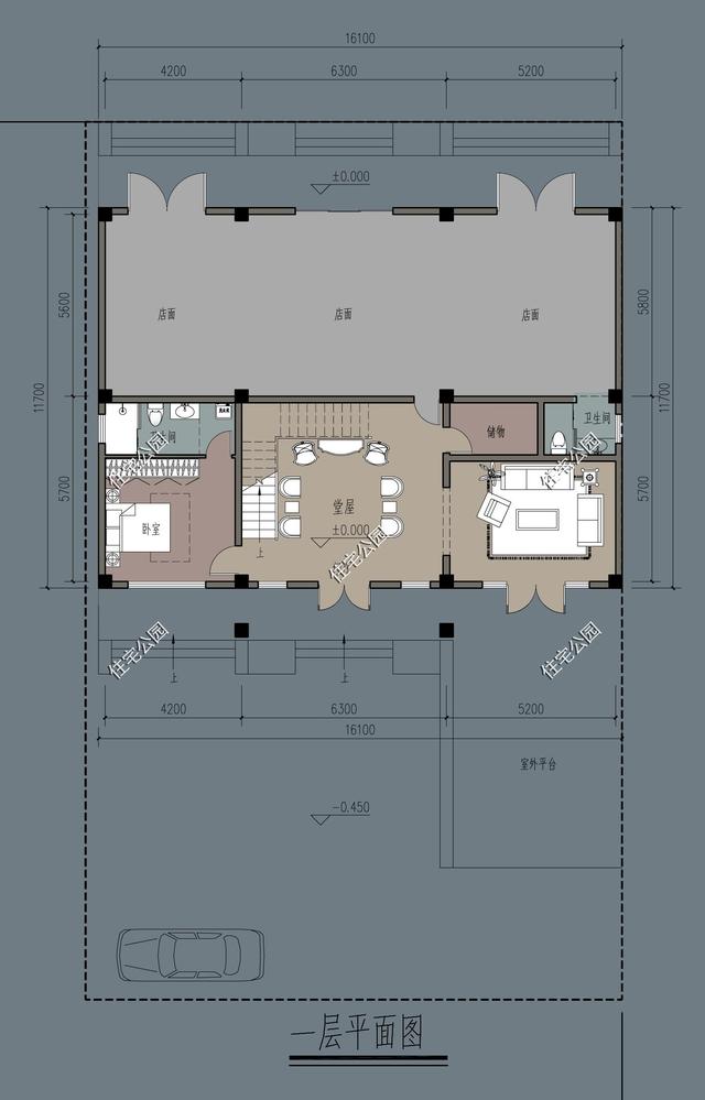 临街宅地自建商住两用房,一层做商铺二层自住,赚钱能力打100分_设计