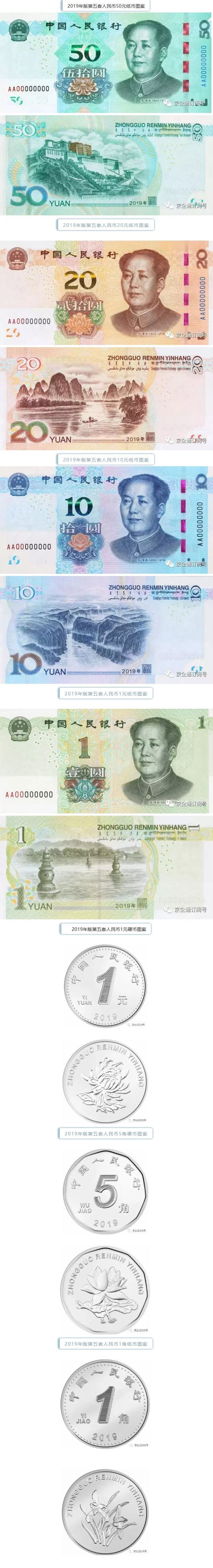 官宣2019新版第五套人民币将发行