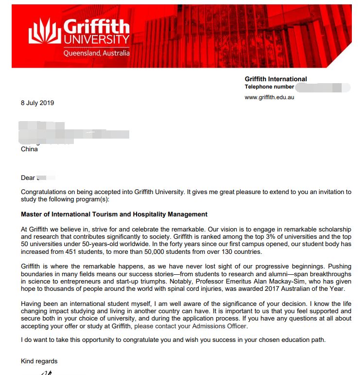 格里菲斯大学offer来啦!双非均分80成功申请!