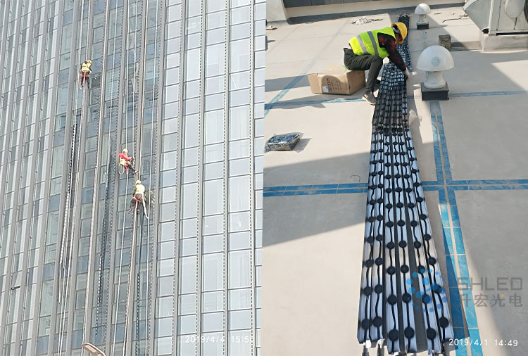山东淄博汇美大厦项目升宏光电jd42led点光源景观照明解决方案