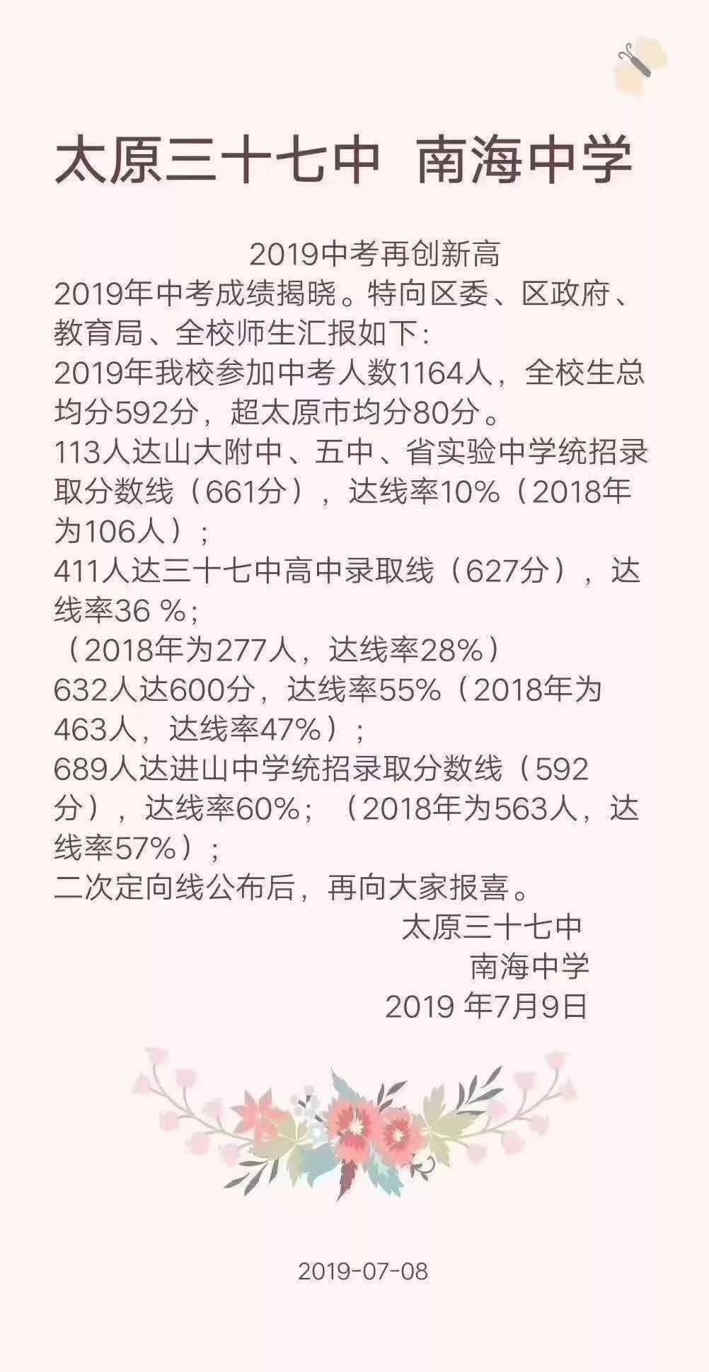 【中考喜報】2019年太原市各校中考喜報(持續更新中……)