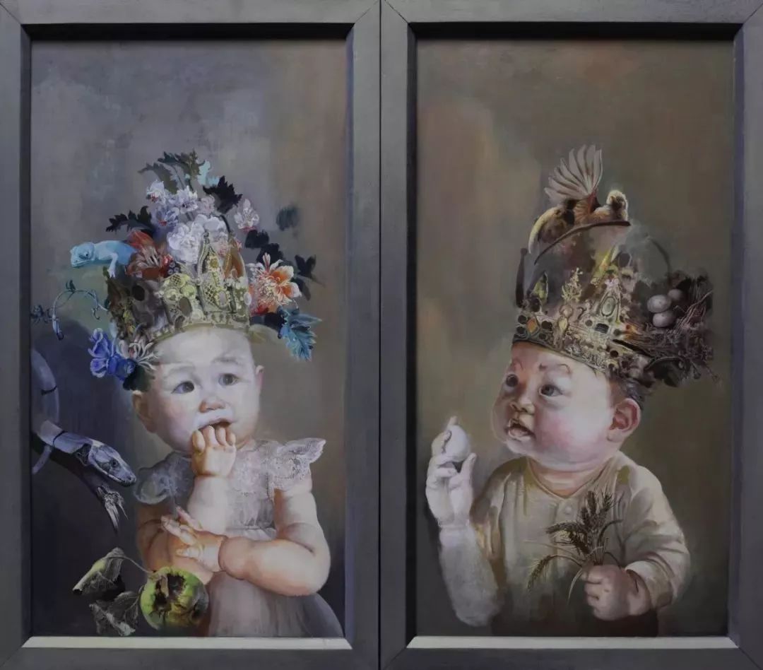 x 185cm木板油画 oil on panel旋转木马carousel梁昊鹏 liang haopeng