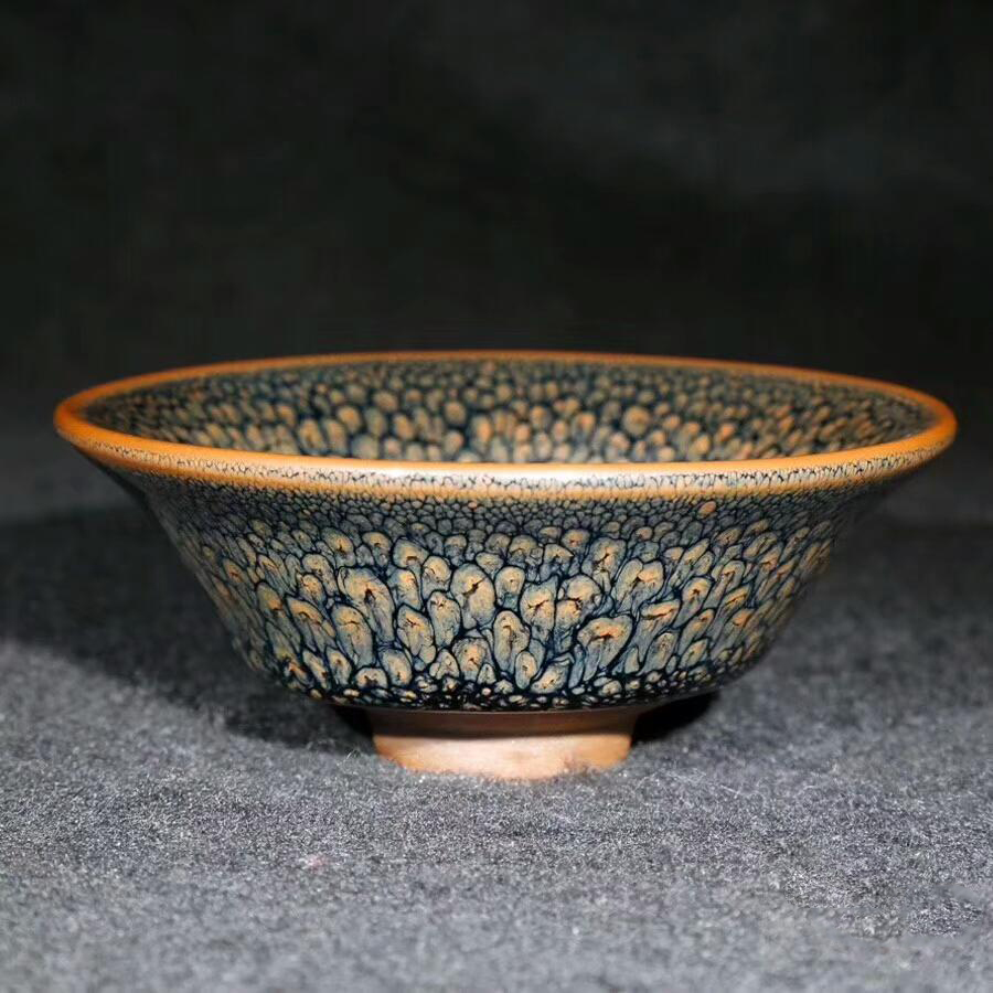 国家级中国工艺美术大师陈大鹏撇口绿鹧鸪盏