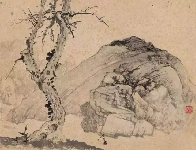 浙江老教授顾坤伯课徒稿:山石树木画法