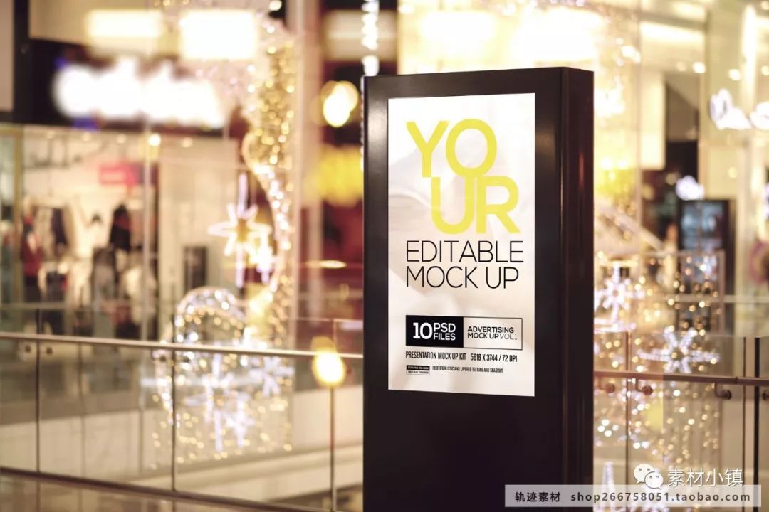 156.公交车站商场led灯箱广告牌展示效果vi贴图样机psd模板素材
