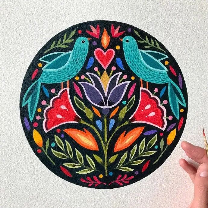 喜欢充满异域风情的装饰插画配色大胆而丰富