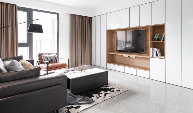 客厅定制电视柜或书柜如果你不想要做到顶的鞋柜,利用空出墙面的空间