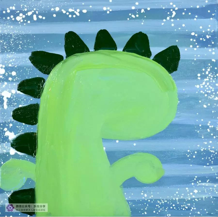 儿童水粉画创意画教程可爱的恐龙宝宝