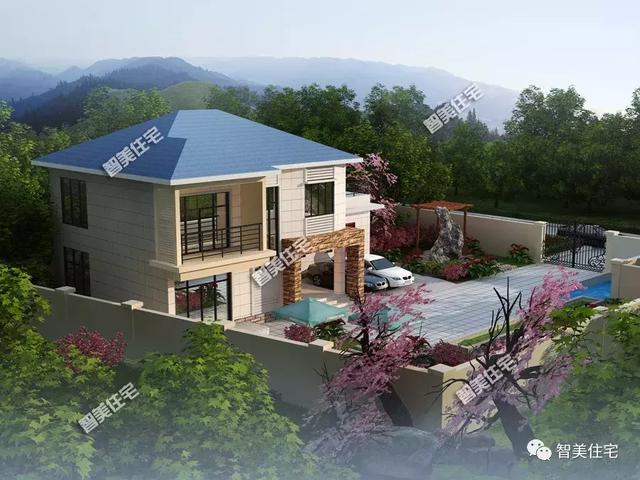 配庭院的两栋农村别墅都有车库生活方便不比城里住宅差