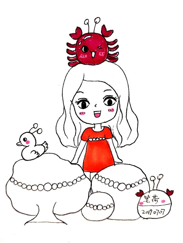 巨蟹座女生简笔画图片