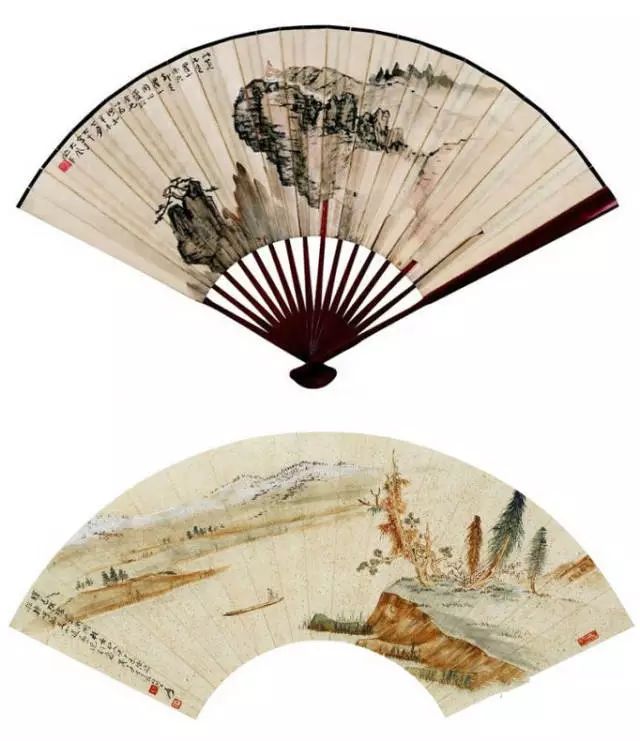 张大千最全扇面150幅,美极了!_山水