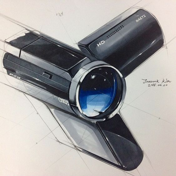 工业设计手绘 —— 一组照相机的手绘作品