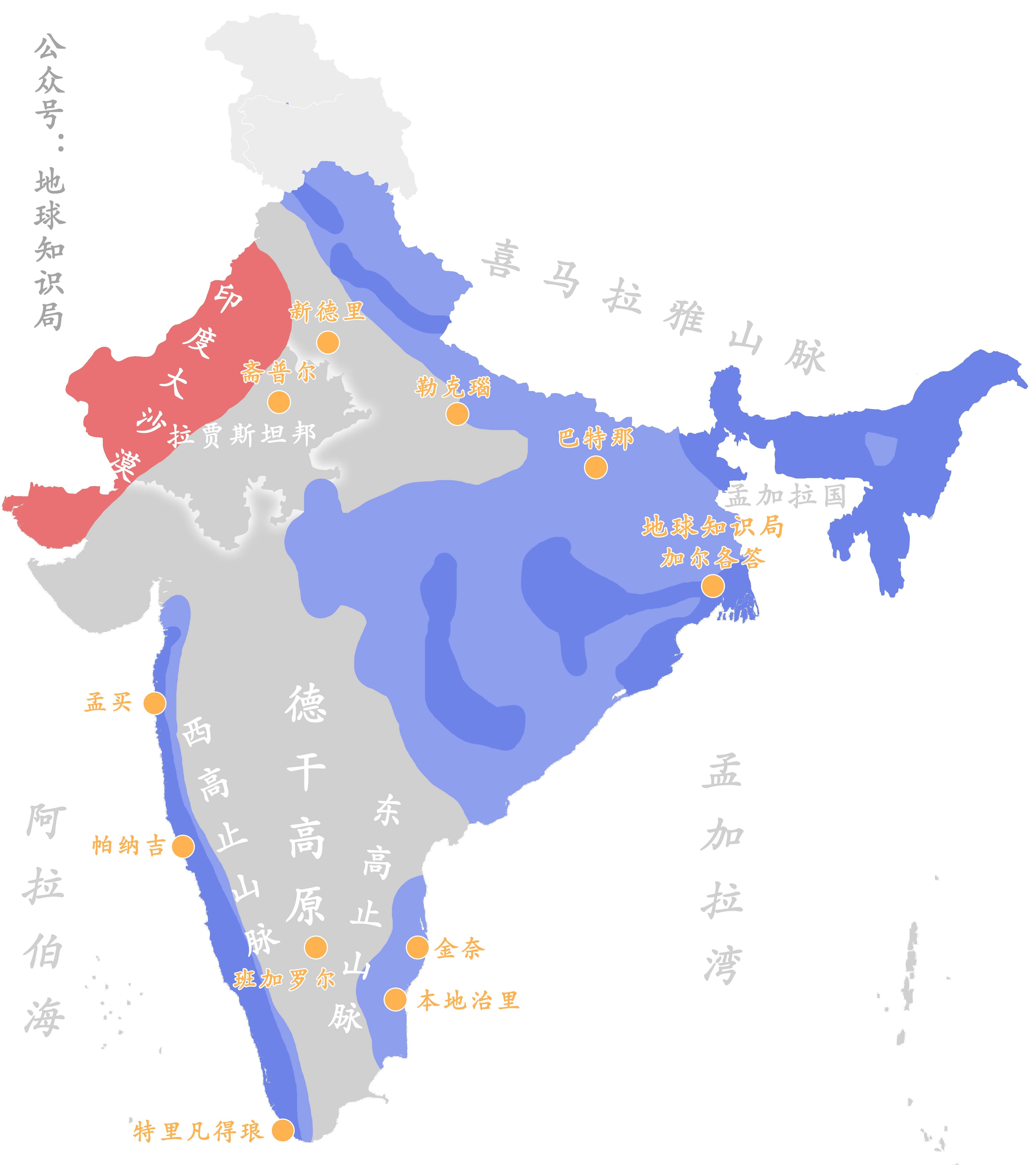 省份)东西海岸,孟加拉湾周边,喜马拉雅以南印度全国的主要降水还是