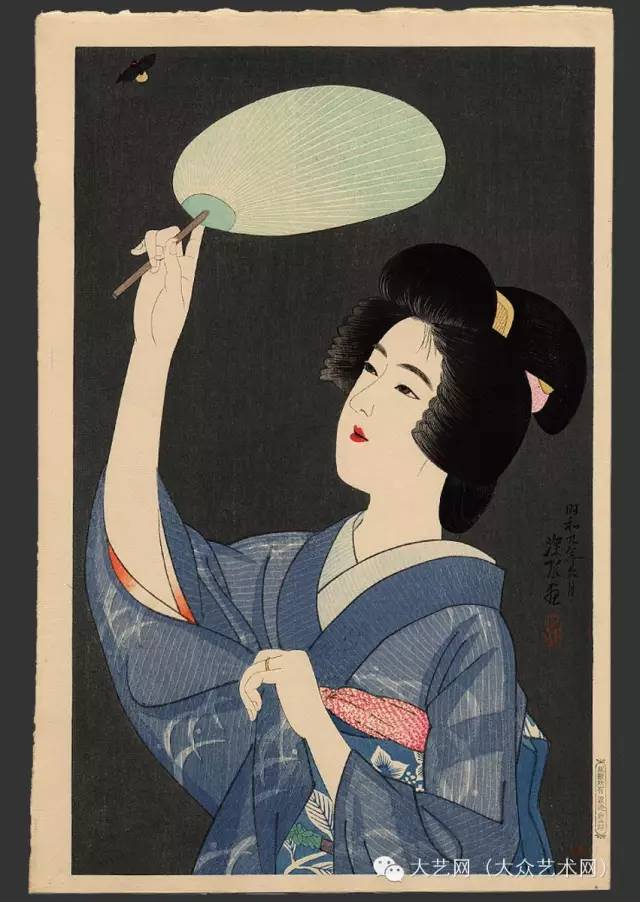 大众艺术网日本民族画派代表画家日本著名画家伊东深水舞伎美人绘画