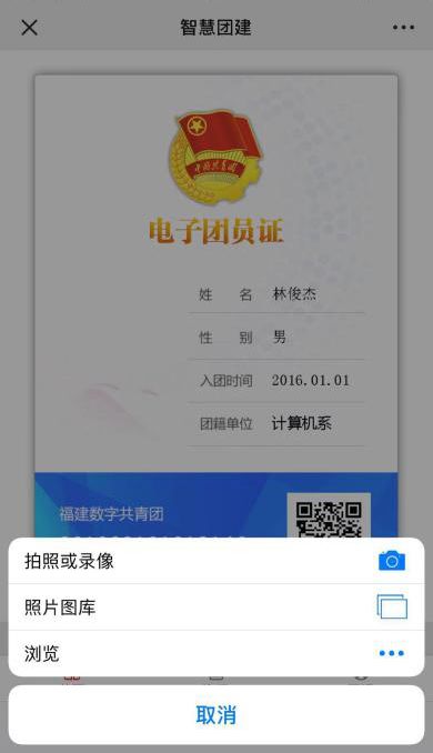 电子团员证显示了团员的档案,点击团籍资料,即可查看档案信息,另外还
