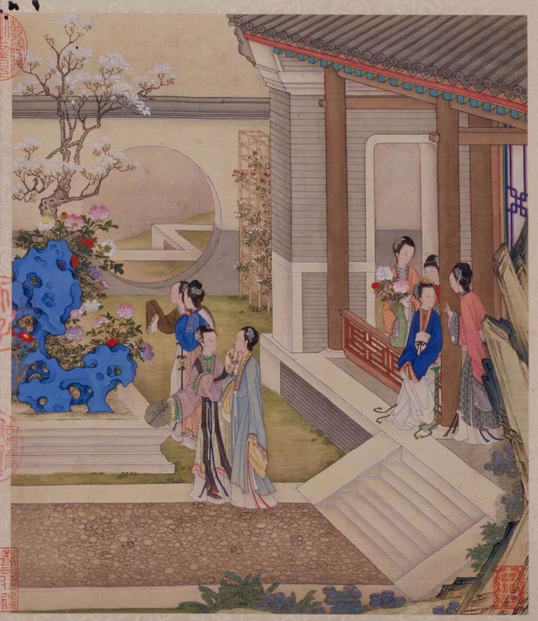 陈枚 《月漫清游图》 《月漫清游图》由清代画家陈枚所作,画的是宫廷