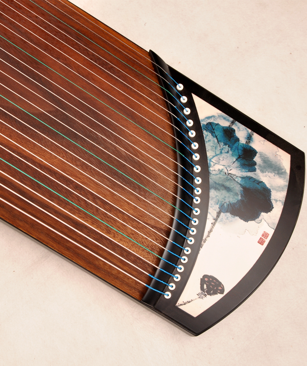 九韵乐器-檀木古筝-135cm墨荷款式-演奏古筝