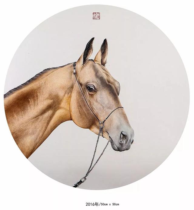 丁己工笔画欣赏汗血宝马系列