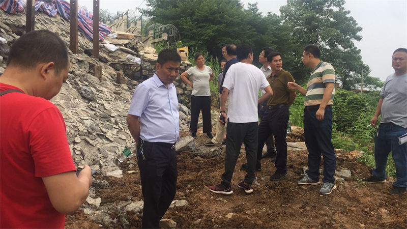 唐枝实地察看学院路街道怀邵衡铁路梅子段险情