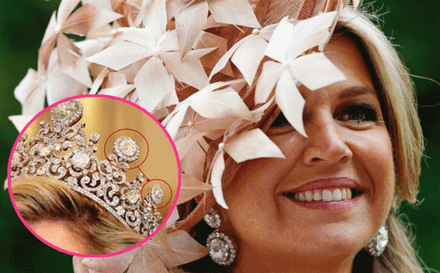 相比之下,英国女王 太内敛了,只是戴了一对不起眼的小耳钉.