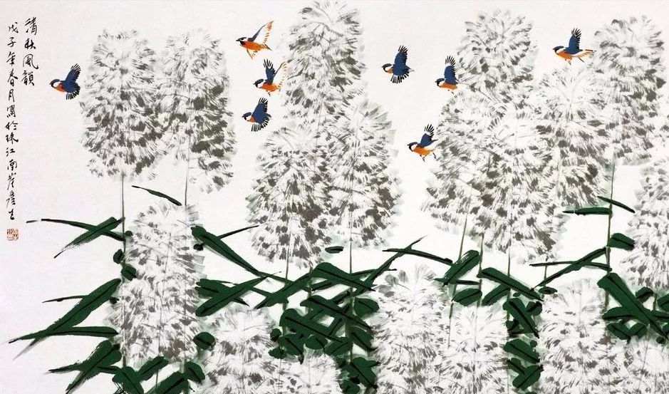 开花的芦苇这画太美啦