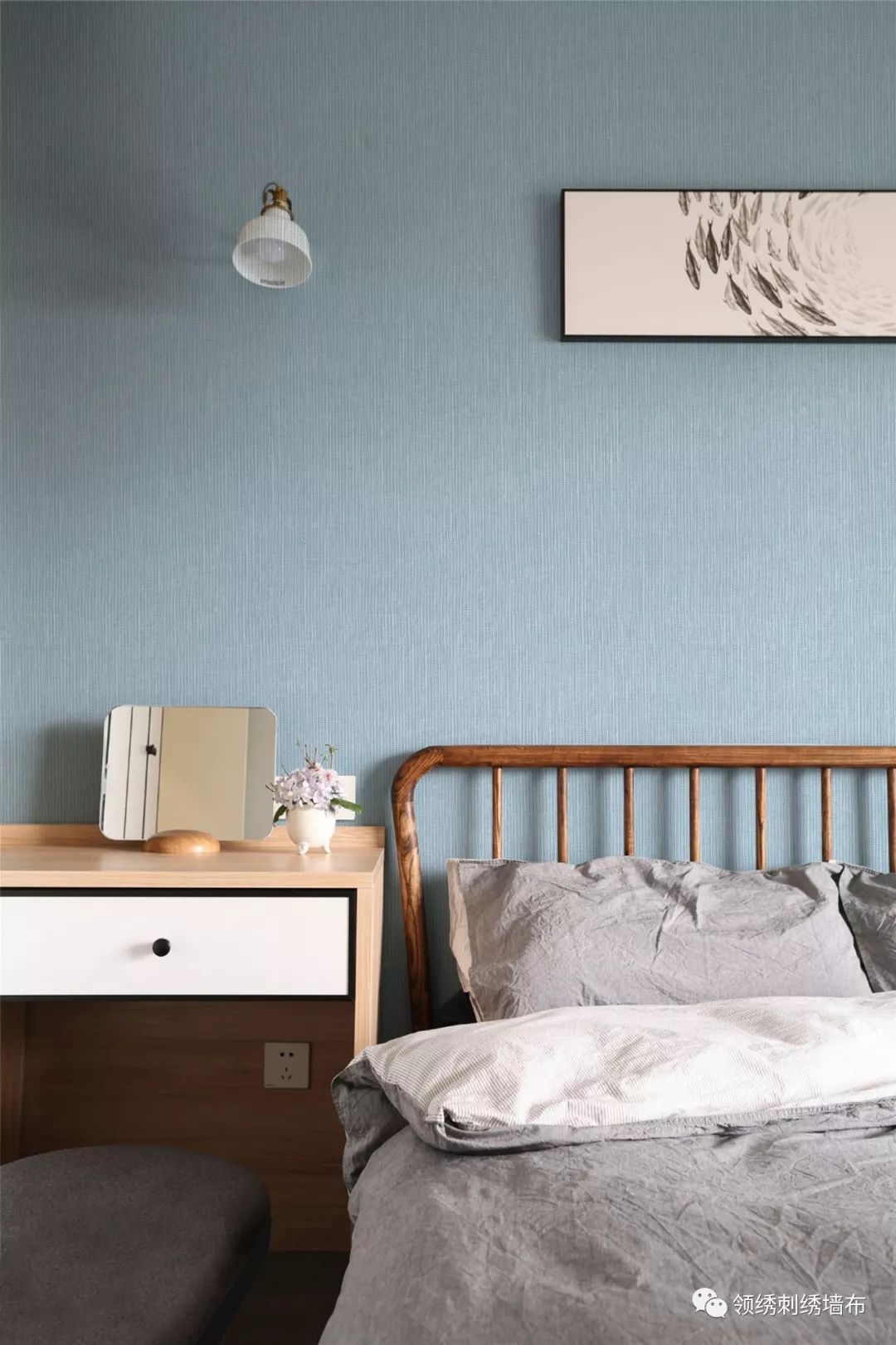 领绣48元的墙布让人热血沸腾这款天蓝色让人透心爽