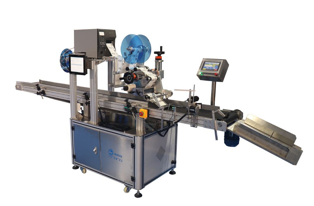 欧尚asfz01汽车配件全自动平面吸风预打印贴标机现场视频