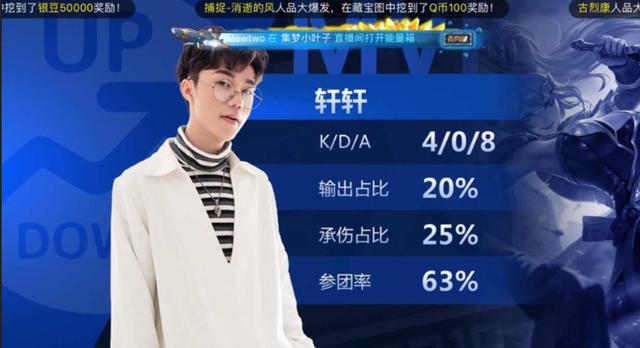 由一名职业选手加4名主播组成的战队捉对厮杀,作为虎牙主播的轩轩在头