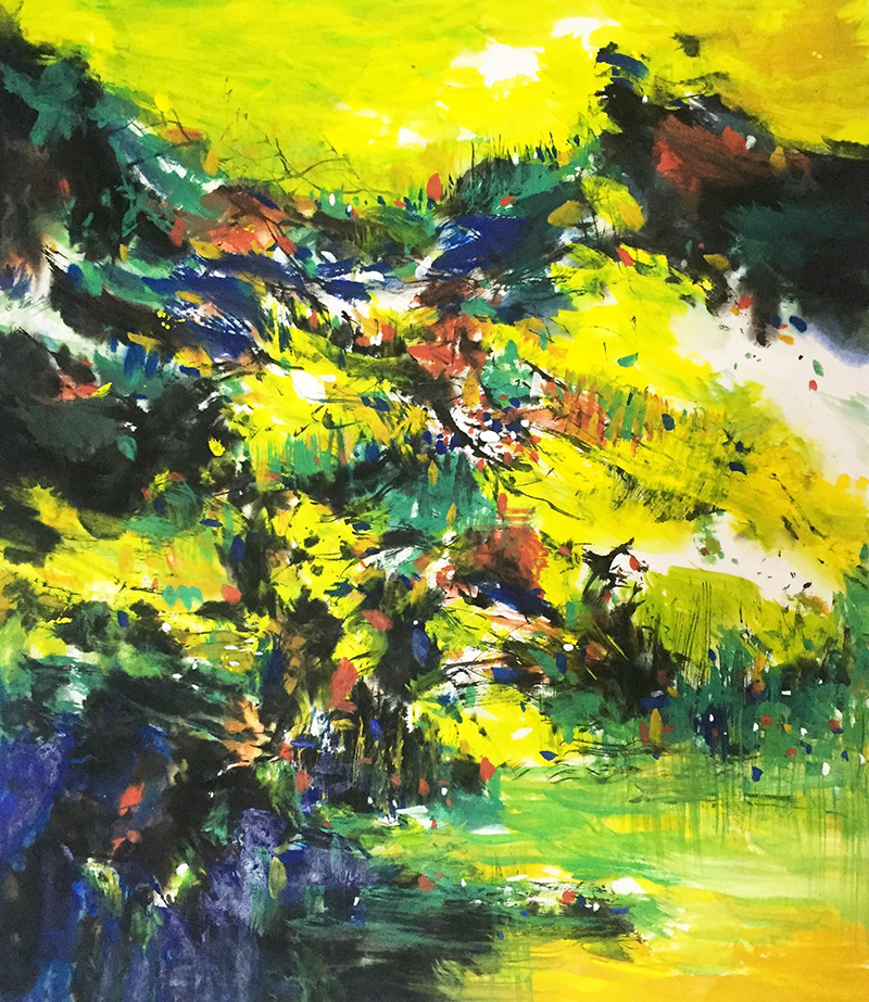 当代艺术家上云彩墨抽象表现主义山水作品