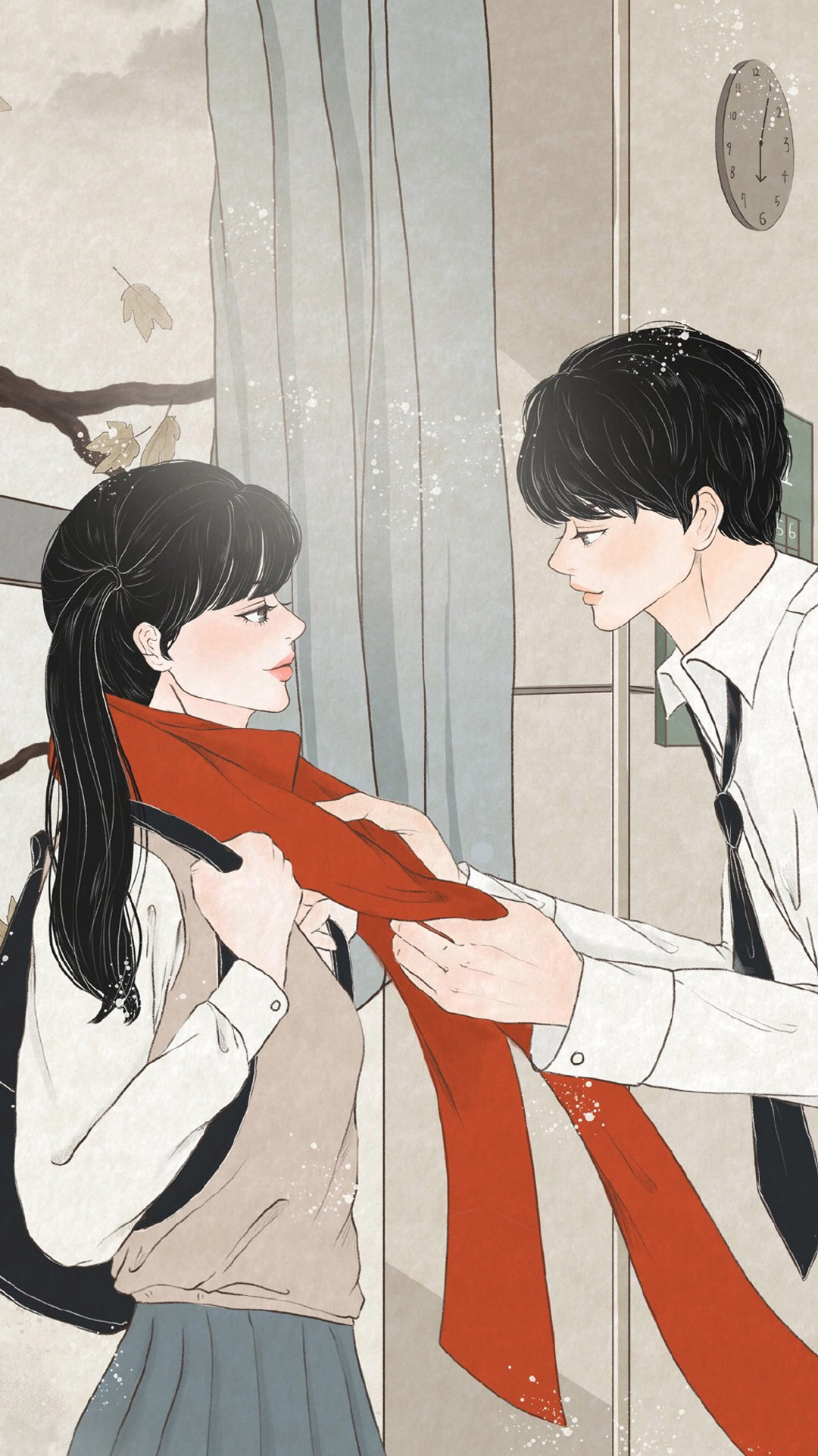 创意唯美浪漫情侣插画图片手机壁纸