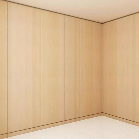 6"木饰面板 砖石地面"的收口砖石地面与木饰面墙的结合设计,在日常