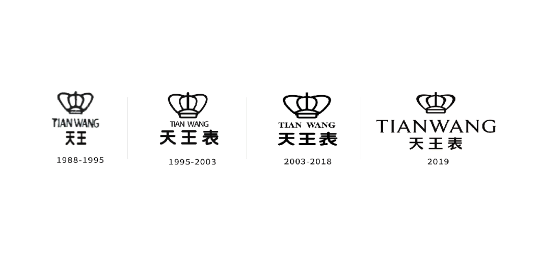 从1988到2019,天王表进行了4次品牌logo升级,而每一次logo升级都是