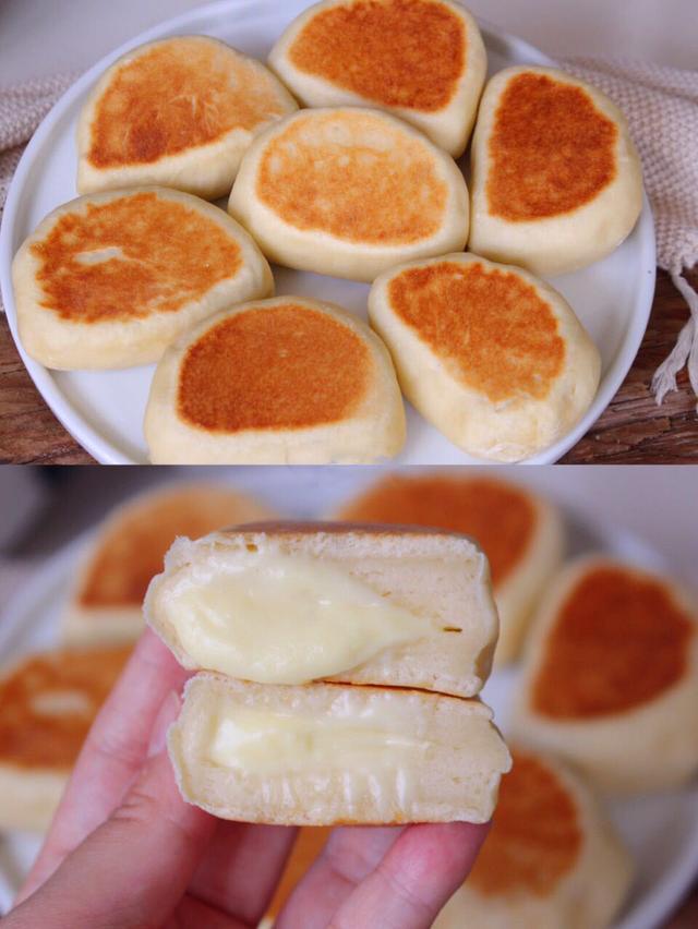 平底锅面包,一口爆浆,香甜柔软超好吃