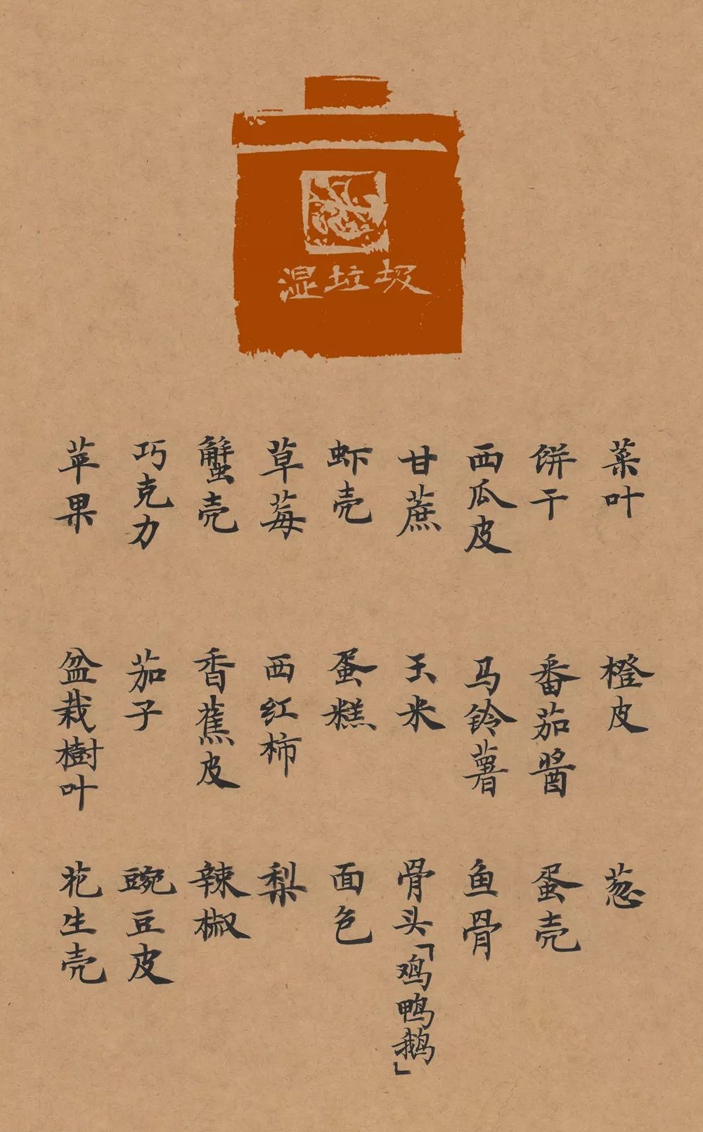 小楷《垃圾分类清单》欣赏