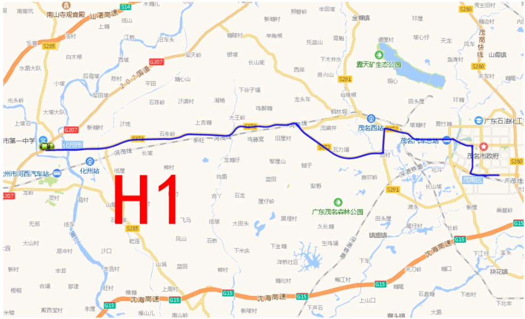 茂化城際公交h1路擬拆分兩條線看看經過你家嗎