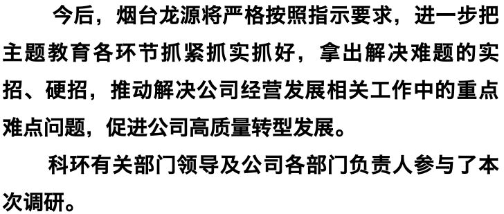 科环集团党委委员副总经理总会计师唐超雄到烟台龙源开展主题教育调研