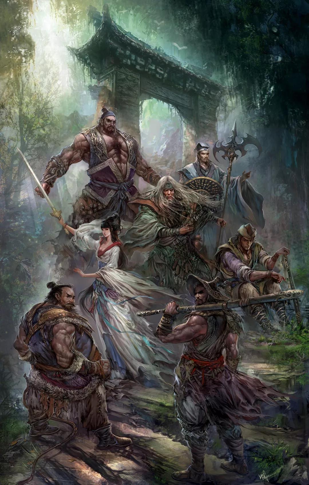 为《射雕英雄传》画的宣传图江南七怪这张作品很受欢迎,入围名单里