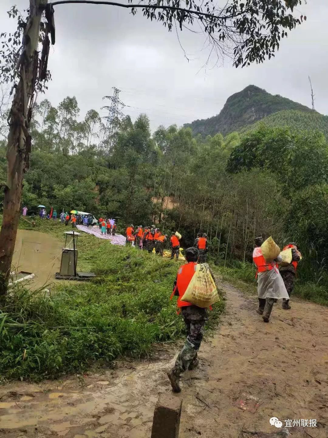 "东屏黄村水库漏水了"7月13日上午,庆远镇东屏村黄村水库堤坝出现