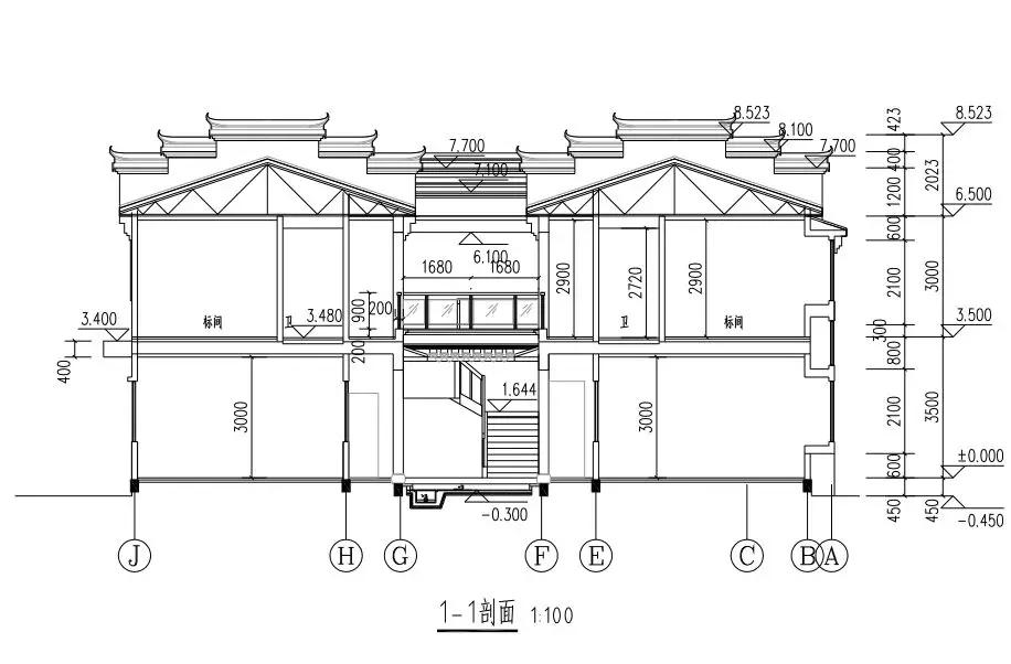 340㎡徽派建筑风格装配式钢结构别院设计图分享