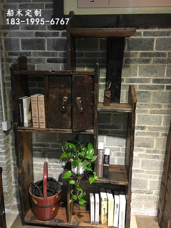 船木实木博古架 多宝阁 置物架 复古 书架 陈列架