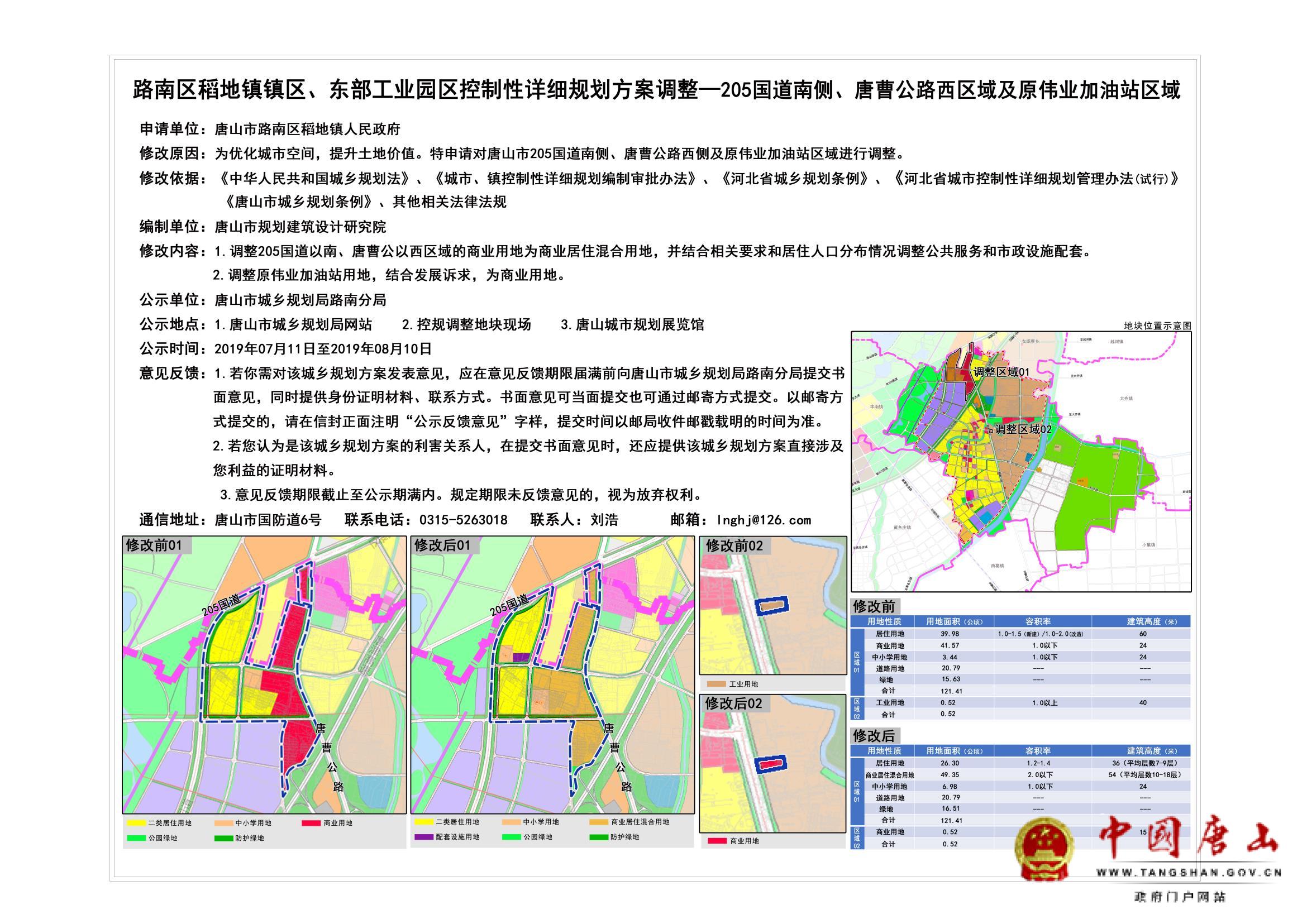 路南區稻地鎮鎮區,東部工業園區控制性詳細規劃方案調整—205國道南側