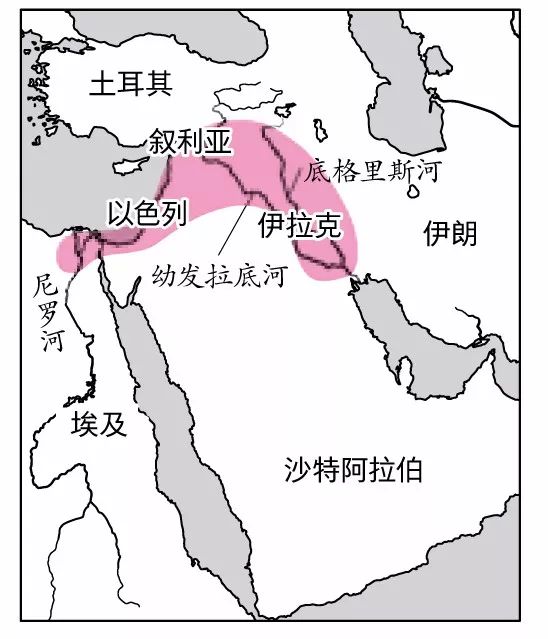 止于以色列地区,被称为"肥沃新月地带"的美索不达米亚文明发祥地